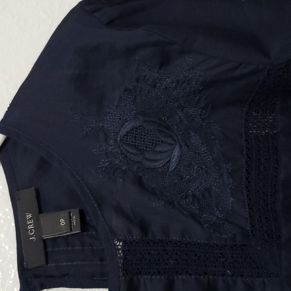 J. Crew Embroidered Top, Color Navy, Size 0P - Picture 13 of 16